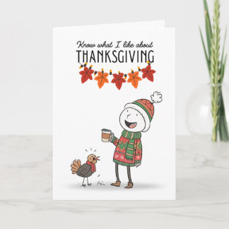 Thanksgiving Doodle Card with Coffee & Turkey カード