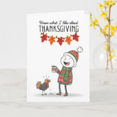 Thanksgiving Doodle Card with Coffee & Turkey カード (黄色い花)