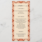 Thanksgiving Double Sided Menu & Place Card Plaid メニュー (裏面)