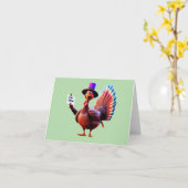 Thanksgiving "Eat Cow" Turkey カード (黄色い花)