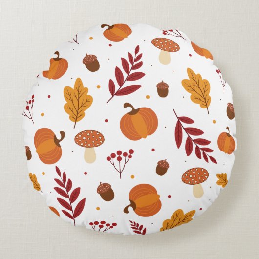 Thanksgiving Elements Round Pillow ラウンドクッション (正面)