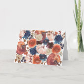 Thanksgiving Fall autumn floral Pumpkins  サンキューカード (裏面)