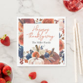 Thanksgiving fall autumn Pumpkins flowers Napkins スタンダードランチョンナプキン (インサイチュ)