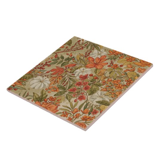 Thanksgiving, Fall Leaves and Pumpkins Pattern タイル (側面)