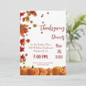 Thanksgiving Fall Leaves Pumpkin Dinner Invitation 招待状 (スタンド正面)