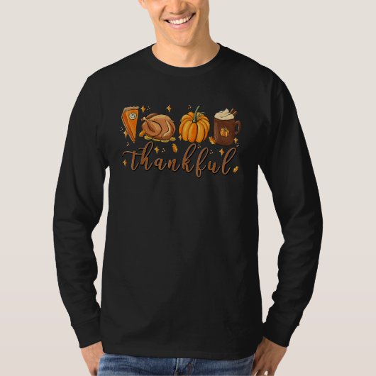 Thanksgiving Fall Leopard Pumpkin Blessed Thankful Tシャツ (正面)