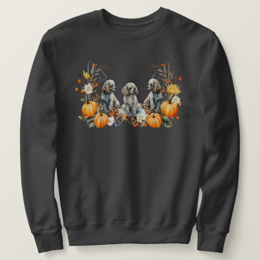 Thanksgiving Fall Poodle Dog with Pumpkins design  スウェットシャツ (デザイン正面)