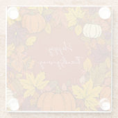 Thanksgiving Fall Pumpkin Greetings ガラスコースター (裏面)