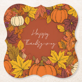 Thanksgiving Fall Pumpkin Greetings ペーパーコースター