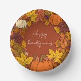 Thanksgiving Fall Pumpkin Greetings ペーパーボウル