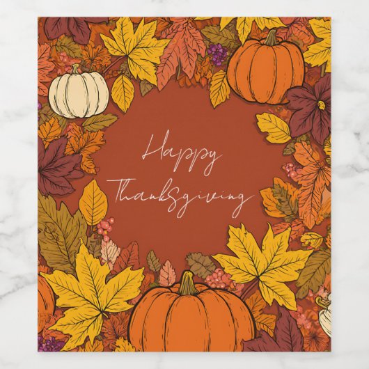 Thanksgiving Fall Pumpkin Greetings ワインラベル (シングルラベル)