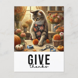 Thanksgiving Fall themed for Cat Lovers  シーズンポストカード