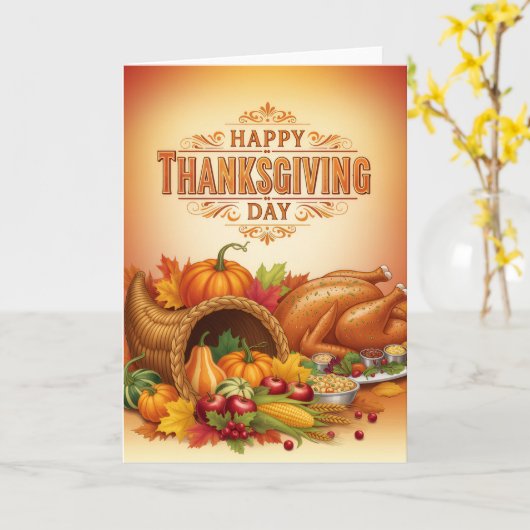 Thanksgiving Feast Blessings — Holiday Greeting カード (黄色い花)