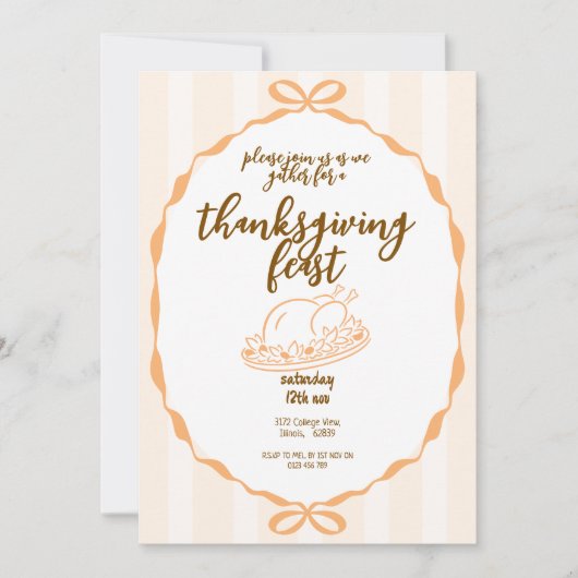 Thanksgiving Feast | Fall Dinner Party 招待状 (正面)