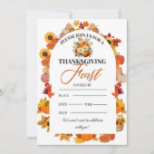Thanksgiving Feast Invitation Autumn Floral 招待状 (正面)