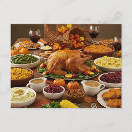 Thanksgiving Feast Postcard Cozy Holiday Dinner シーズンポストカード