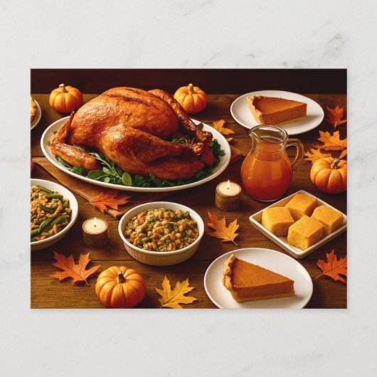 Thanksgiving Feast Table Postcard シーズンポストカード (正面)