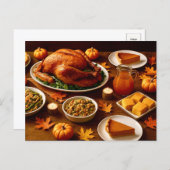 Thanksgiving Feast Table Postcard シーズンポストカード (正面/裏面)