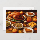 Thanksgiving Feast Table Postcard シーズンポストカード (正面/裏面)