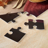 Thanksgiving Feast Turkey, Pies & Fireplace Glow ジグソーパズル (側面)