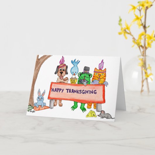 Thanksgiving Feast with Friends カード (黄色い花)