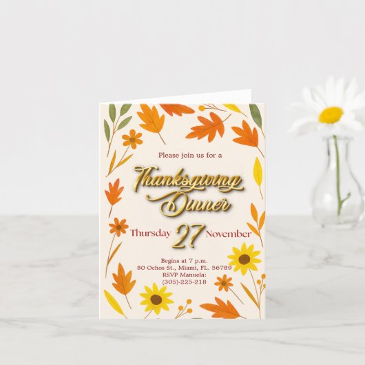 Thanksgiving Folded Greeting Card カード (小さな植物)