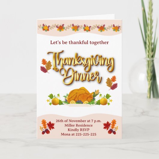 Thanksgiving Folded Holiday Card シーズンカード (正面)