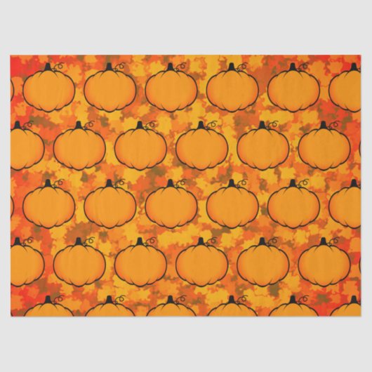 Thanksgiving Foliage Pumpkin Drawing Custom Text  薄葉紙 (正面)