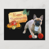 Thanksgiving Französische Bulldogge Postkarte ポストカード (正面)