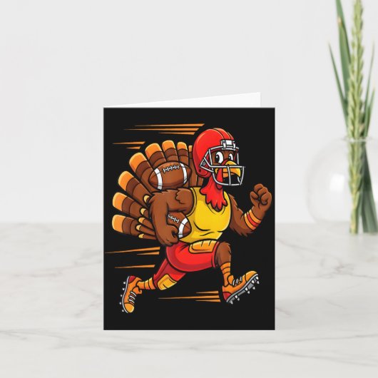 Thanksgiving Funny Turkey Playing Football Men Boy カード (正面)