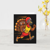 Thanksgiving Funny Turkey Playing Football Men Boy カード (黄色い花)