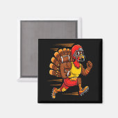 Thanksgiving Funny Turkey Playing Football Men Boy マグネット (正面/裏面)