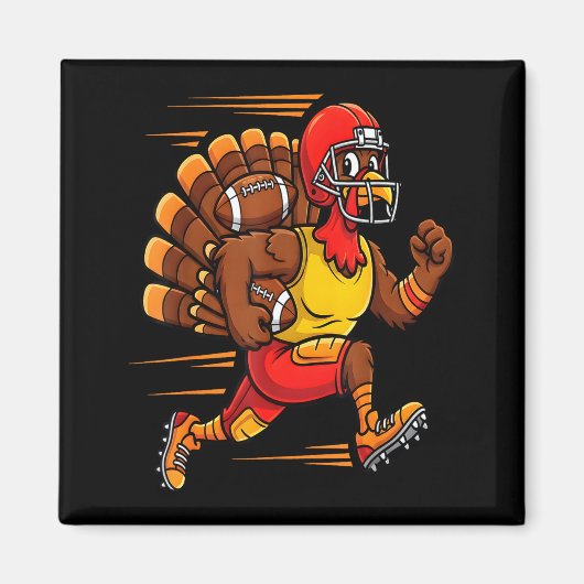 Thanksgiving Funny Turkey Playing Football Men Boy マグネット (正面)