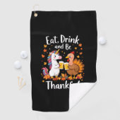 Thanksgiving Funny Unicorn Turkey Day Beer Long Sl ゴルフタオル (インサイチュ)
