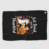 Thanksgiving Funny Unicorn Turkey Day Beer Long Sl ゴルフタオル (横)