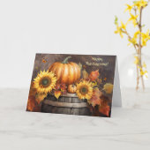 Thanksgiving General with Sunflowers Fall Foliage  カード (黄色い花)