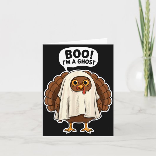 Thanksgiving Ghost Turkey Disguise Funny Halloween カード (正面)