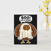 Thanksgiving Ghost Turkey Disguise Funny Halloween カード (黄色い花)