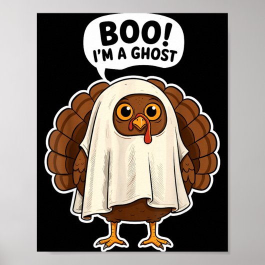 Thanksgiving Ghost Turkey Disguise Funny Halloween ポスター (正面)