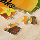 Thanksgiving "Give Thanks" Cute Cat and Pumpkin   ジグソーパズル (側面)