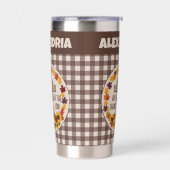Thanksgiving Give Thanks To The Lord Brown Plaid 保温保冷タンブラー (左面)