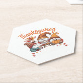 Thanksgiving Gnome Fall Leopard Turkey Essential T ペーパーコースター (アングル)