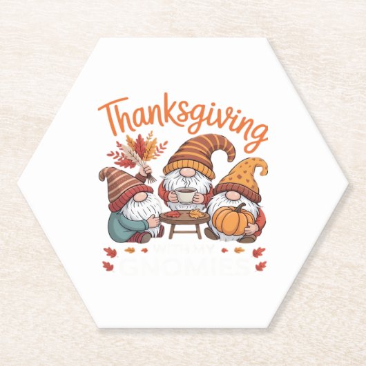 Thanksgiving Gnome Fall Leopard Turkey Essential T ペーパーコースター (正面)