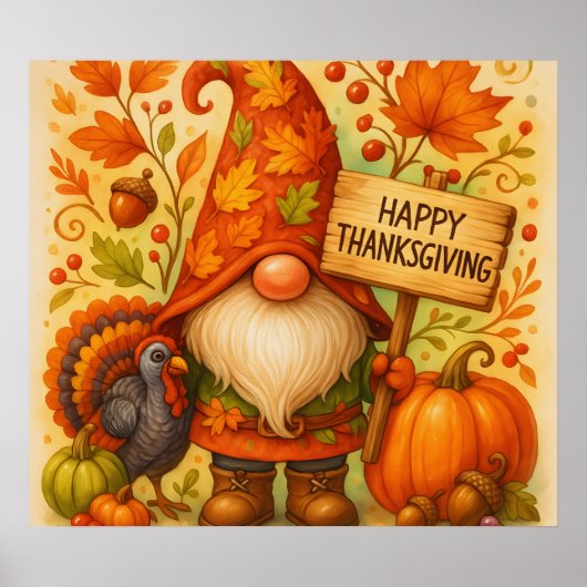 Thanksgiving Gnome Poster ポスター (正面)