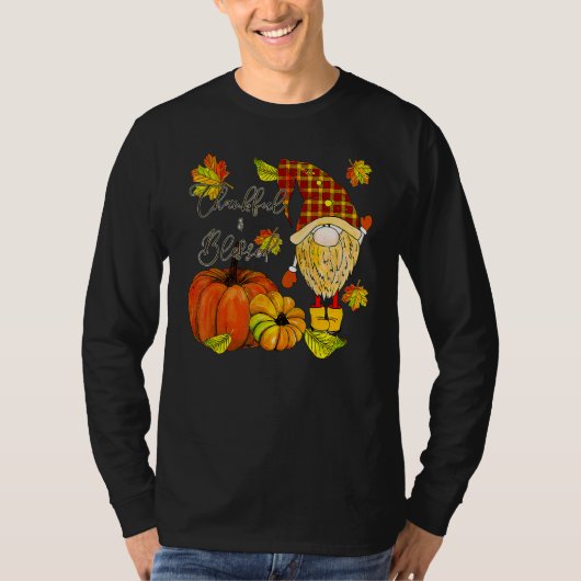Thanksgiving Gnome Thankful & Blessed Tシャツ (正面)
