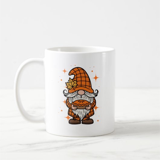 Thanksgiving Gnome With Pumpkin Pie コーヒーマグカップ (左)