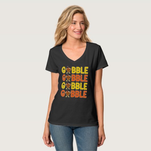 Thanksgiving Gobble Greeting Dinner Turkey Tシャツ (正面フル)