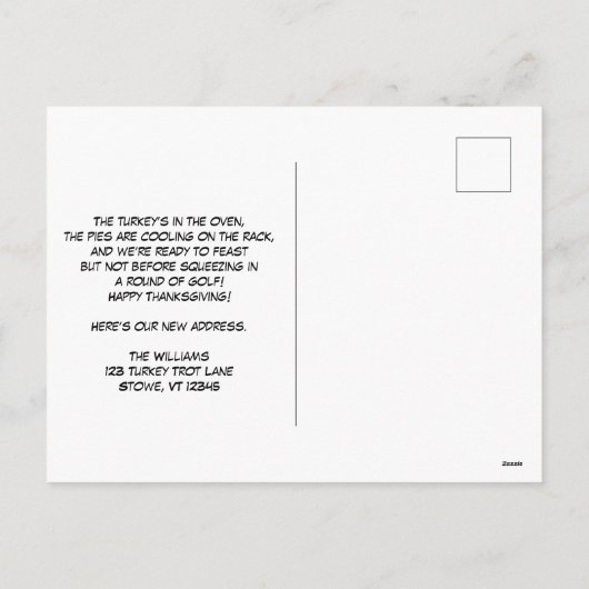 Thanksgiving Golf Cart With Moving Boxes  シーズンポストカード (裏面)