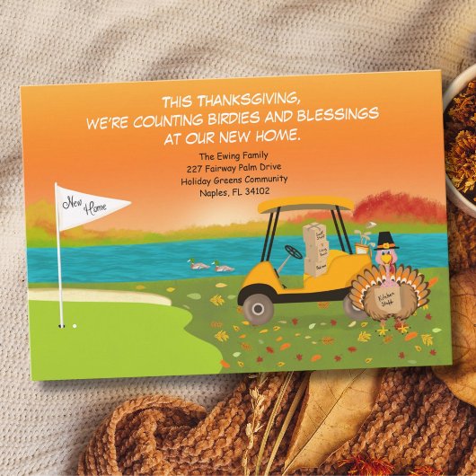 Thanksgiving Golf Cart With Moving Boxes  シーズンポストカード