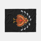 Thanksgiving Golf Turkey Funny Turkey Day Golf Cli フリースブランケット (正面(横))